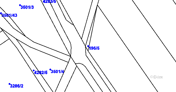 Parcela st. 196/5 v KÚ Čáslavky, Katastrální mapa