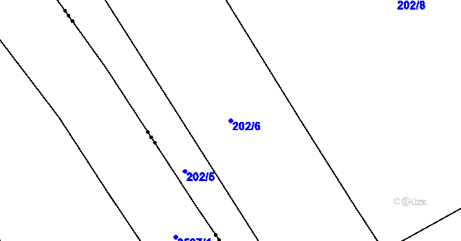 Parcela st. 202/6 v KÚ Čáslavky, Katastrální mapa