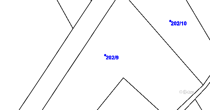 Parcela st. 202/9 v KÚ Čáslavky, Katastrální mapa