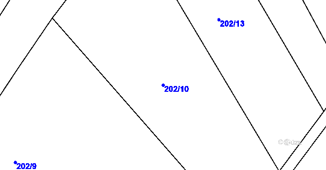 Parcela st. 202/10 v KÚ Čáslavky, Katastrální mapa