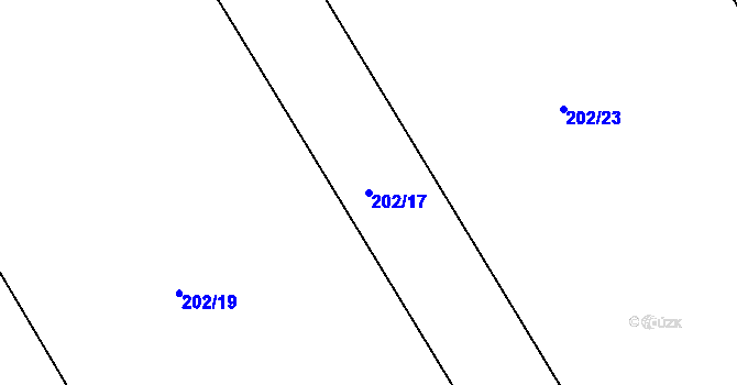 Parcela st. 202/17 v KÚ Čáslavky, Katastrální mapa