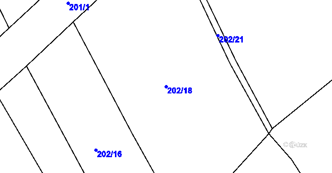Parcela st. 202/18 v KÚ Čáslavky, Katastrální mapa