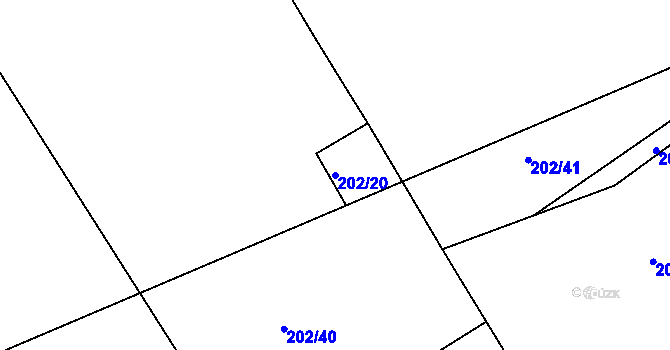 Parcela st. 202/20 v KÚ Čáslavky, Katastrální mapa