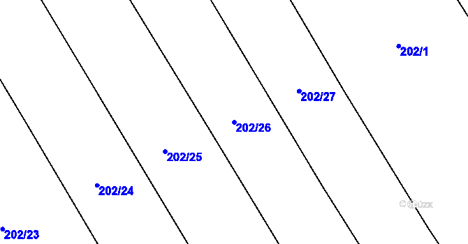 Parcela st. 202/26 v KÚ Čáslavky, Katastrální mapa