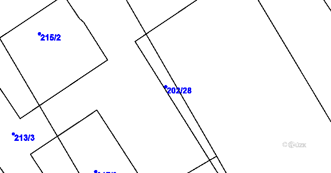 Parcela st. 202/28 v KÚ Čáslavky, Katastrální mapa