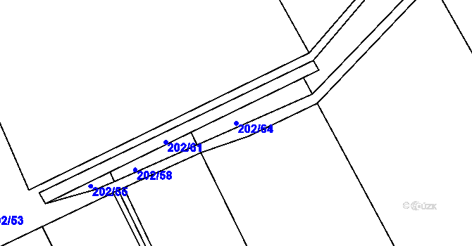 Parcela st. 202/64 v KÚ Čáslavky, Katastrální mapa