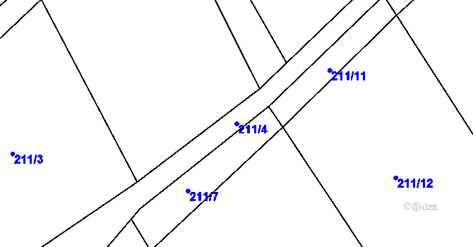 Parcela st. 211/4 v KÚ Čáslavky, Katastrální mapa