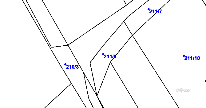Parcela st. 211/5 v KÚ Čáslavky, Katastrální mapa