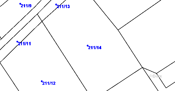 Parcela st. 211/14 v KÚ Čáslavky, Katastrální mapa