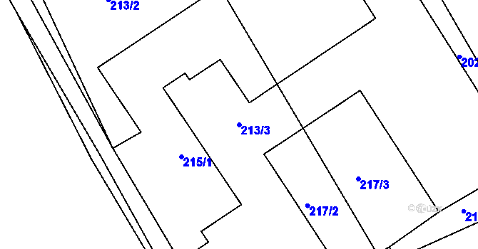 Parcela st. 213/3 v KÚ Čáslavky, Katastrální mapa