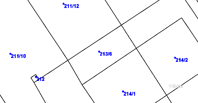 Parcela st. 213/6 v KÚ Čáslavky, Katastrální mapa