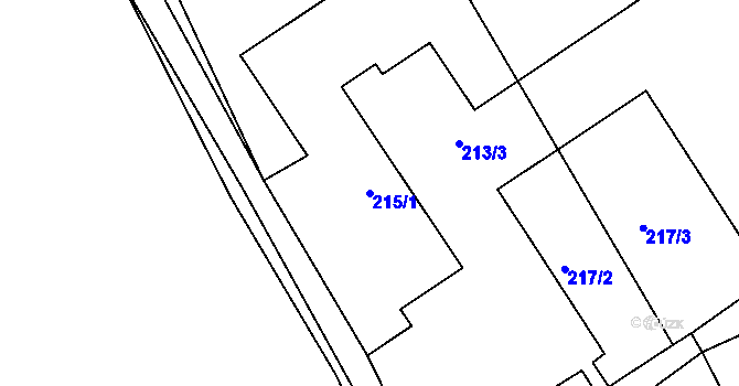 Parcela st. 215/1 v KÚ Čáslavky, Katastrální mapa