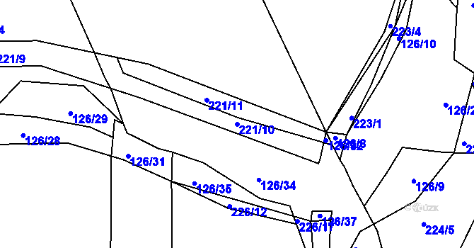 Parcela st. 221/10 v KÚ Čáslavky, Katastrální mapa
