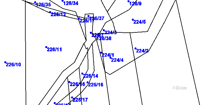 Parcela st. 224/1 v KÚ Čáslavky, Katastrální mapa