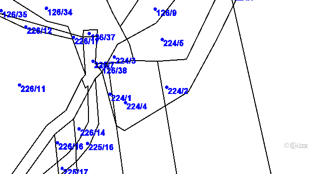 Parcela st. 224/2 v KÚ Čáslavky, Katastrální mapa