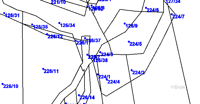 Parcela st. 224/3 v KÚ Čáslavky, Katastrální mapa