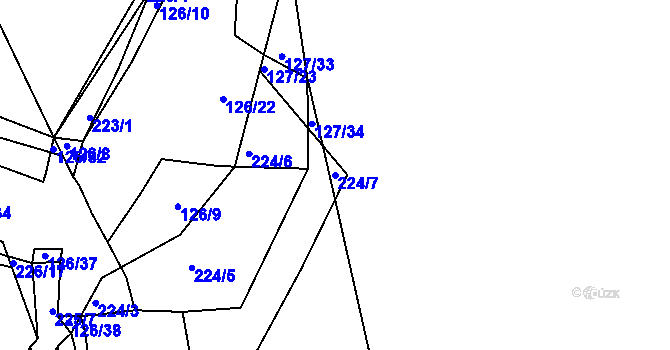 Parcela st. 224/7 v KÚ Čáslavky, Katastrální mapa