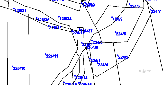 Parcela st. 225/7 v KÚ Čáslavky, Katastrální mapa