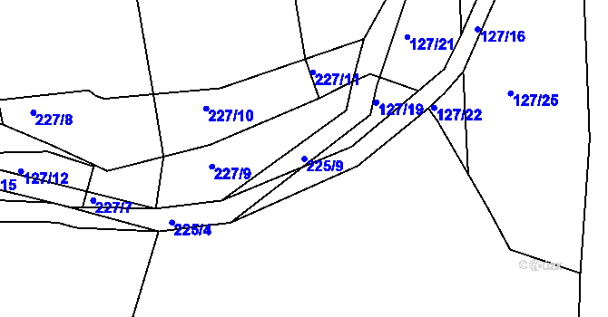 Parcela st. 225/9 v KÚ Čáslavky, Katastrální mapa