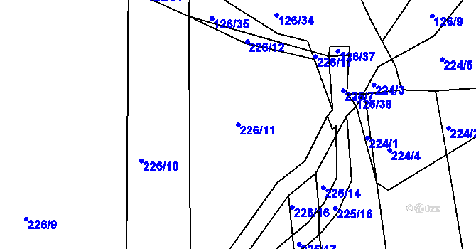 Parcela st. 226/11 v KÚ Čáslavky, Katastrální mapa