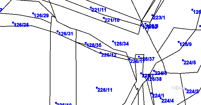 Parcela st. 226/12 v KÚ Čáslavky, Katastrální mapa