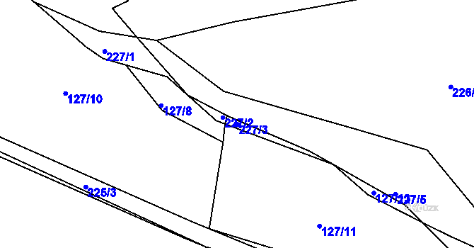 Parcela st. 227/3 v KÚ Čáslavky, Katastrální mapa