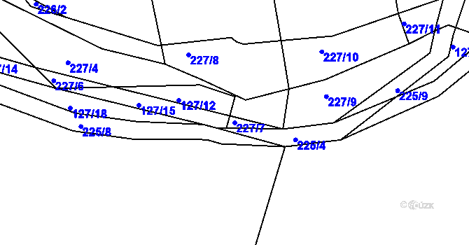 Parcela st. 227/7 v KÚ Čáslavky, Katastrální mapa