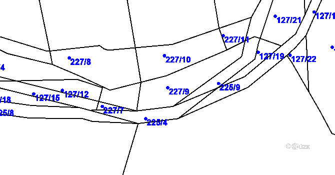 Parcela st. 227/9 v KÚ Čáslavky, Katastrální mapa