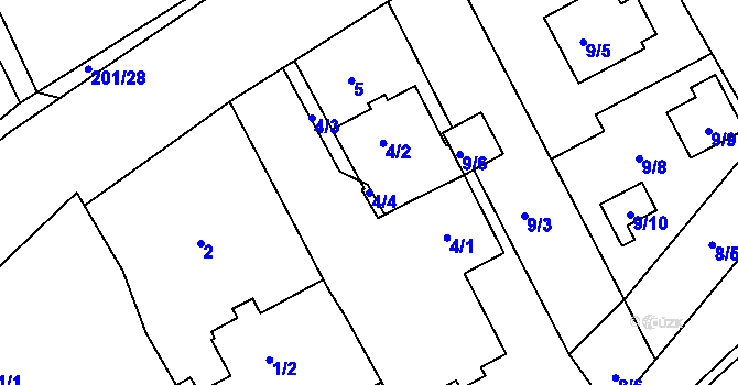 Parcela st. 4/4 v KÚ Čáslavky, Katastrální mapa