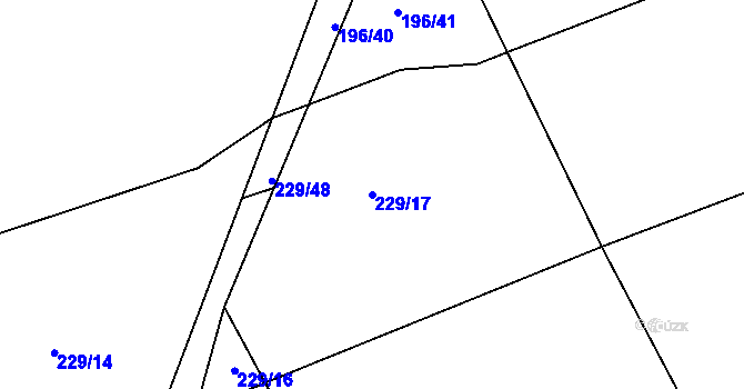 Parcela st. 229/17 v KÚ Čáslavky, Katastrální mapa