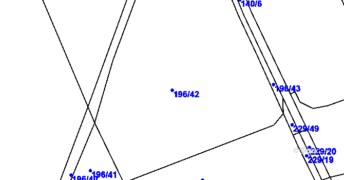 Parcela st. 196/42 v KÚ Čáslavky, Katastrální mapa