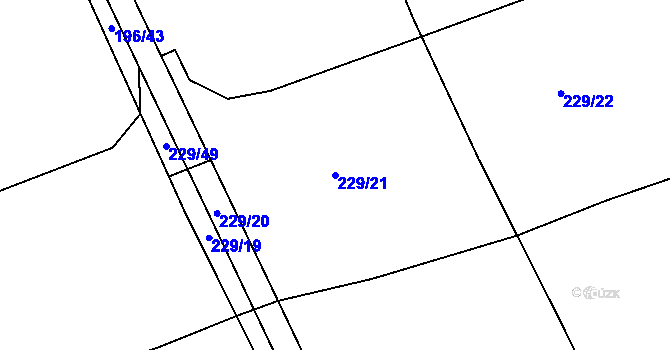 Parcela st. 229/21 v KÚ Čáslavky, Katastrální mapa