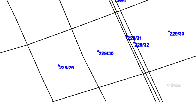 Parcela st. 229/30 v KÚ Čáslavky, Katastrální mapa