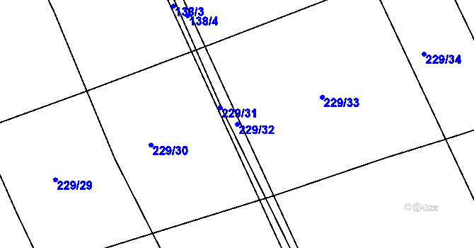 Parcela st. 229/32 v KÚ Čáslavky, Katastrální mapa