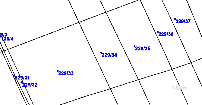 Parcela st. 229/34 v KÚ Čáslavky, Katastrální mapa