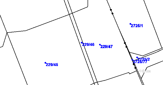 Parcela st. 229/46 v KÚ Čáslavky, Katastrální mapa