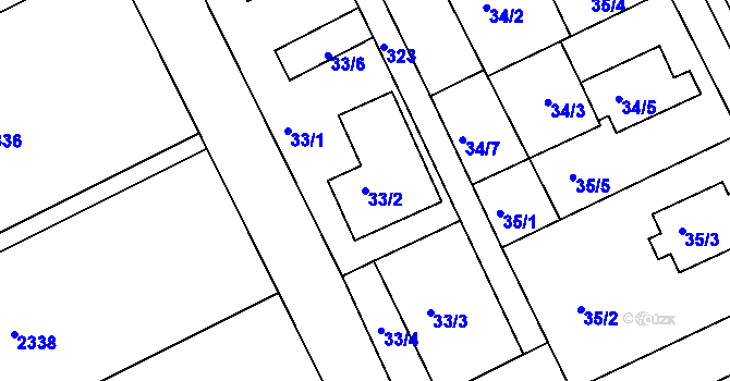 Parcela st. 33/2 v KÚ Dolany u Jaroměře, Katastrální mapa