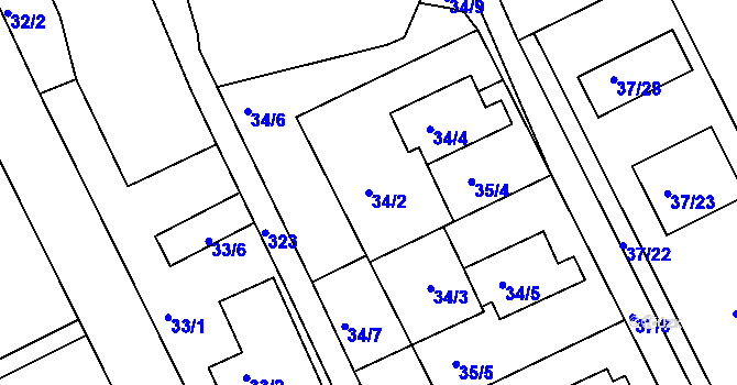 Parcela st. 34/2 v KÚ Dolany u Jaroměře, Katastrální mapa
