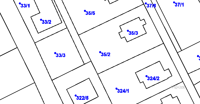 Parcela st. 35/2 v KÚ Dolany u Jaroměře, Katastrální mapa