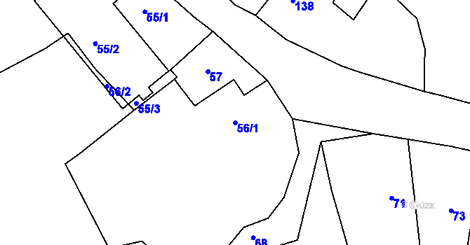 Parcela st. 56/1 v KÚ Dolany u Jaroměře, Katastrální mapa