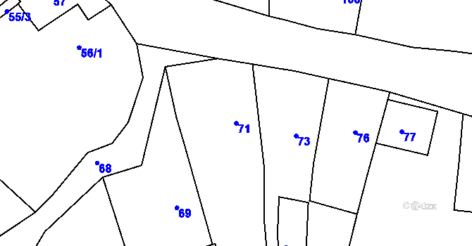 Parcela st. 71 v KÚ Dolany u Jaroměře, Katastrální mapa