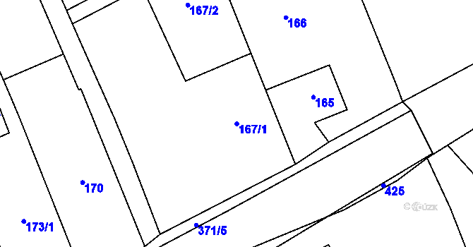 Parcela st. 167/1 v KÚ Dolany u Jaroměře, Katastrální mapa