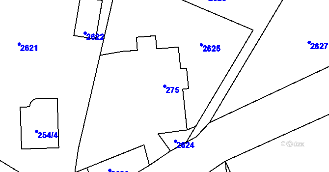 Parcela st. 275 v KÚ Dolany u Jaroměře, Katastrální mapa