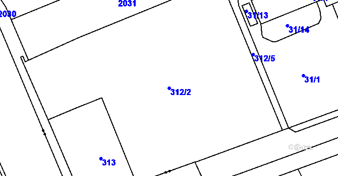 Parcela st. 312/2 v KÚ Dolany u Jaroměře, Katastrální mapa