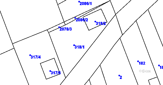 Parcela st. 318 v KÚ Dolany u Jaroměře, Katastrální mapa