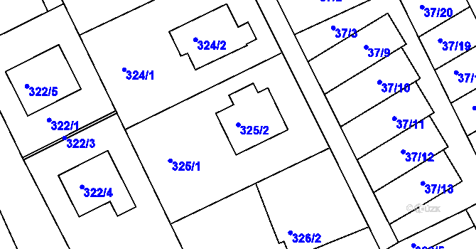 Parcela st. 325/2 v KÚ Dolany u Jaroměře, Katastrální mapa