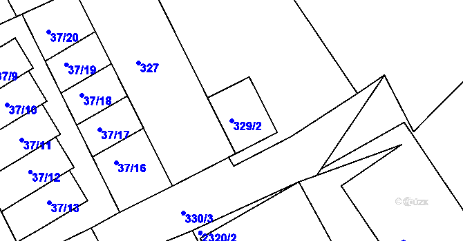 Parcela st. 329/2 v KÚ Dolany u Jaroměře, Katastrální mapa