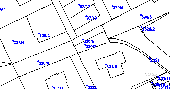 Parcela st. 330/2 v KÚ Dolany u Jaroměře, Katastrální mapa