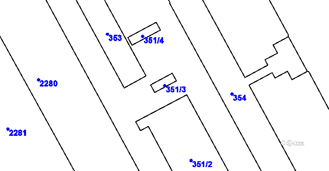Parcela st. 351/3 v KÚ Dolany u Jaroměře, Katastrální mapa