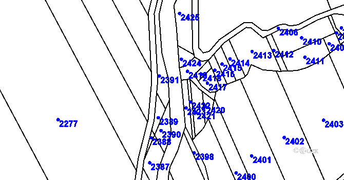 Parcela st. 404/1 v KÚ Dolany u Jaroměře, Katastrální mapa